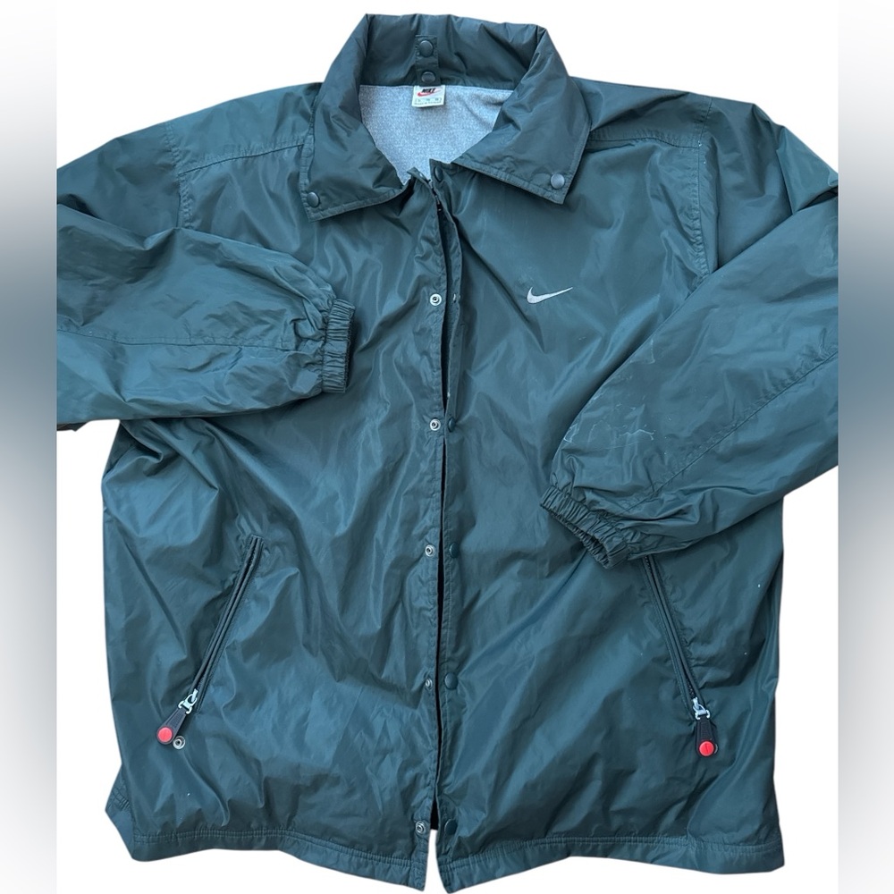 Vintage Nike Olive Green Men’s Size XL Jacket/Lined Coat Swoosh Logo Spell Out